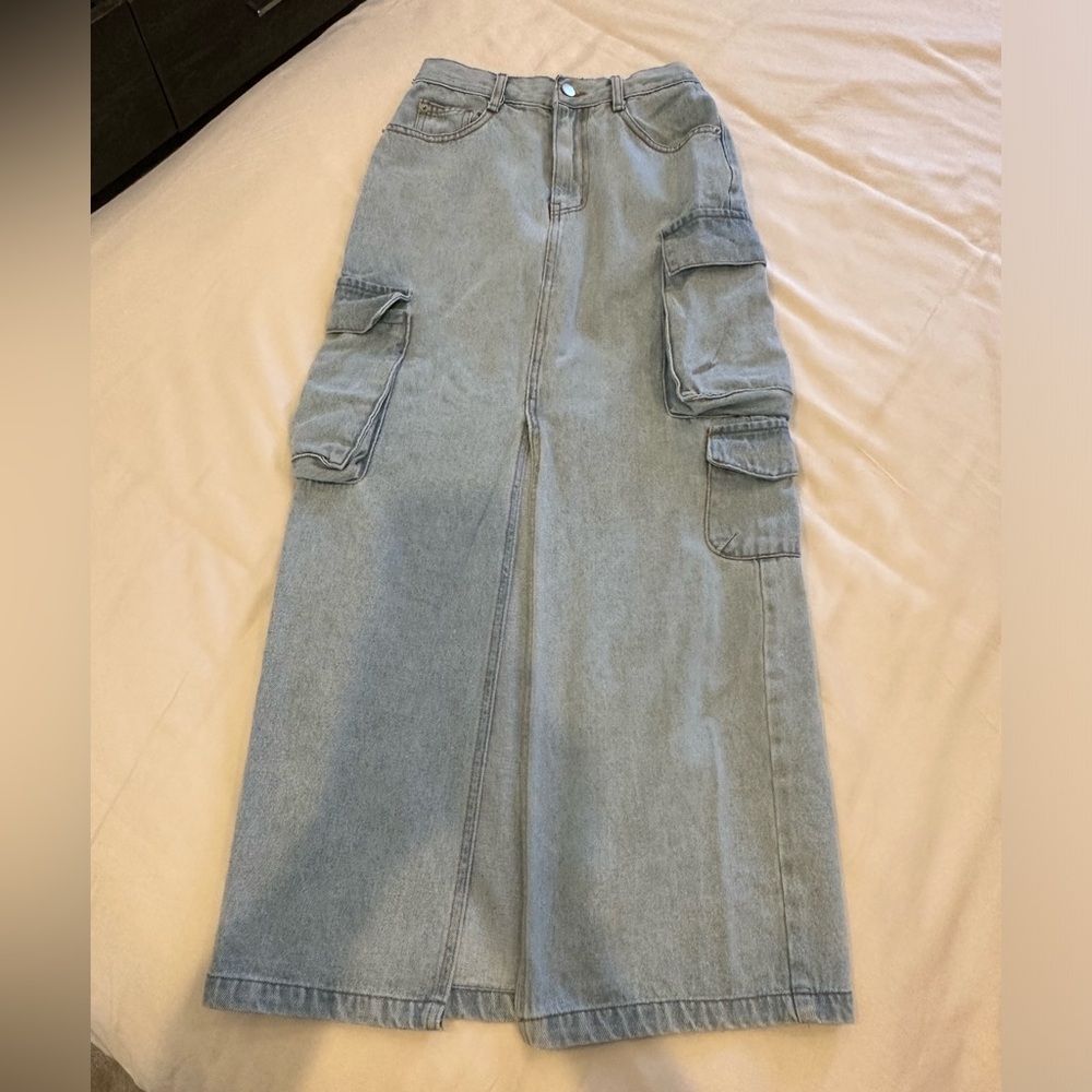 Frankie shop denim cargo maxi skirt